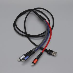 Kabel pengisian cepat USB telepon universal 3 in 1 yang dikepang 60w multi guna