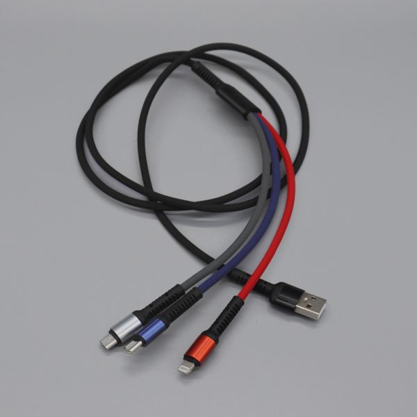 60w împletitură împletită 3 în 1, cablu universal universal de încărcare rapidă a telefonului USB pentru mai multe utilizări