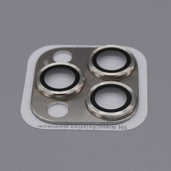 all in one aluminum glass camera lens protector for iphone 15 Pro and 15 Pro Max in natural titanium color